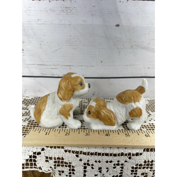 Homeco Puppies Dogs Spaniels #1407 White & Brown Porcelain Bisque Set of 2 - Picture 10 of 10